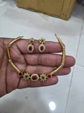 Elegant Gold-Plated Ruby & CZ Floral Hasli Choker Set