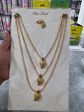 Antique Gold 3-Layer Manga Malai Necklace Set
