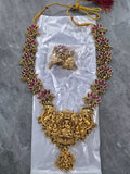 Antique Gold Goddess Lakshmi Temple Haram Necklace Set