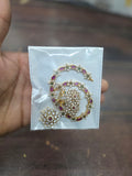 Elegant Ruby and Emerald Gold-Plated Floral Necklace Set with Matching Starburst Earrings