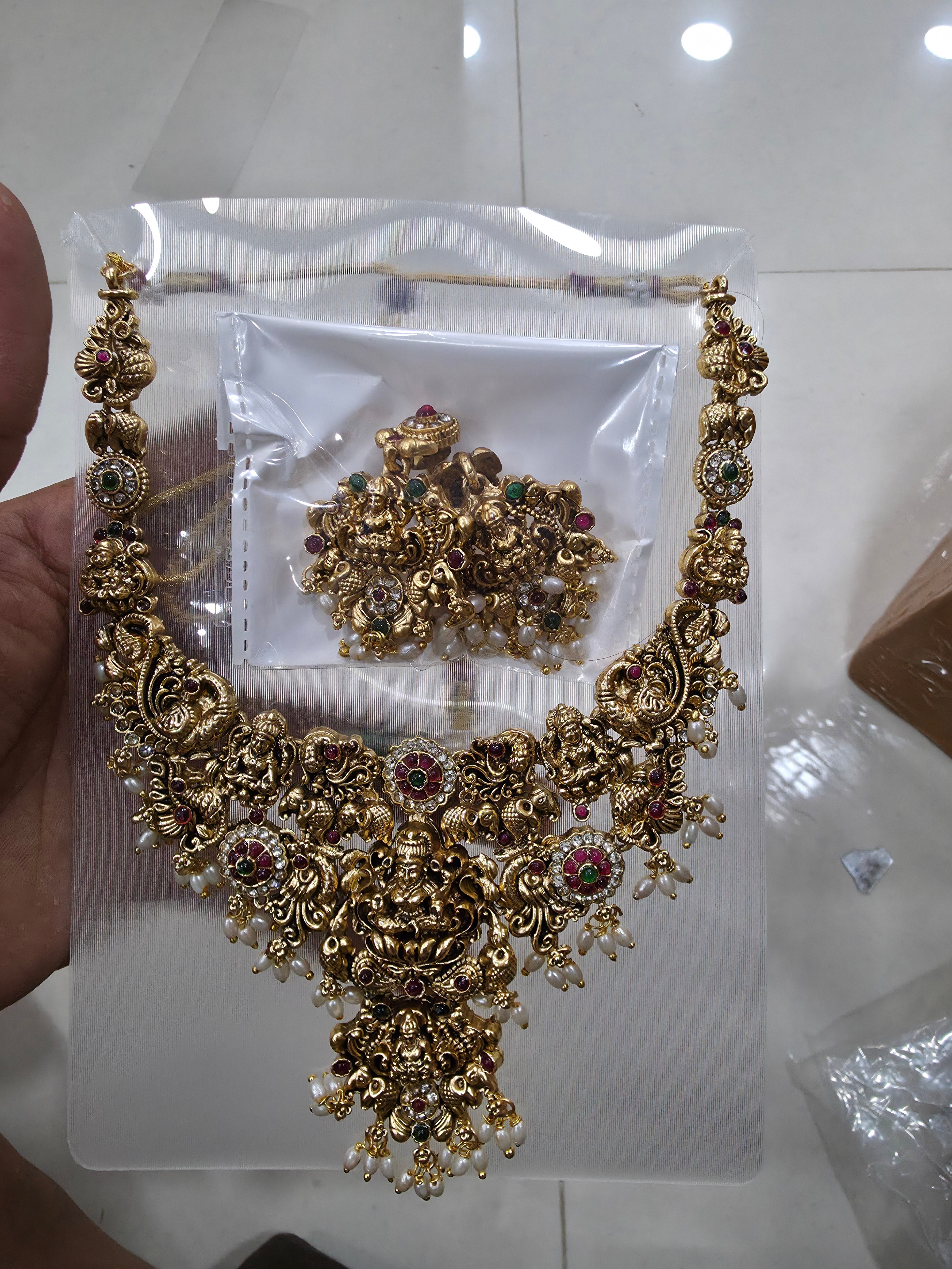 Antique Gold Laxmi Temple Choker Set