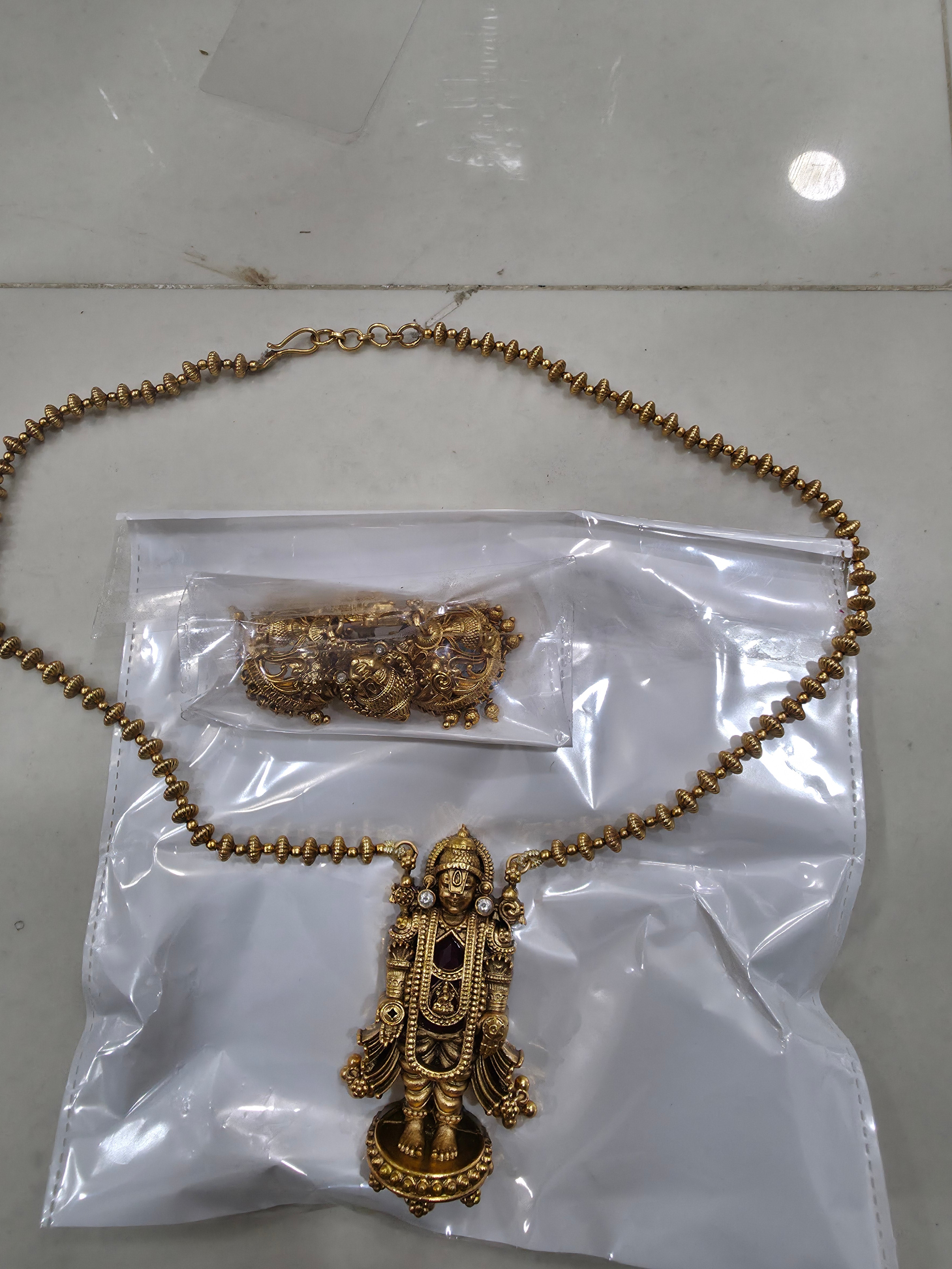 Antique Gold Lord Balaji Long Haram Set