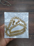 Antique Gold Matte Finish Traditional CZ and Kemp Stone Haram Set with Matching Earrings