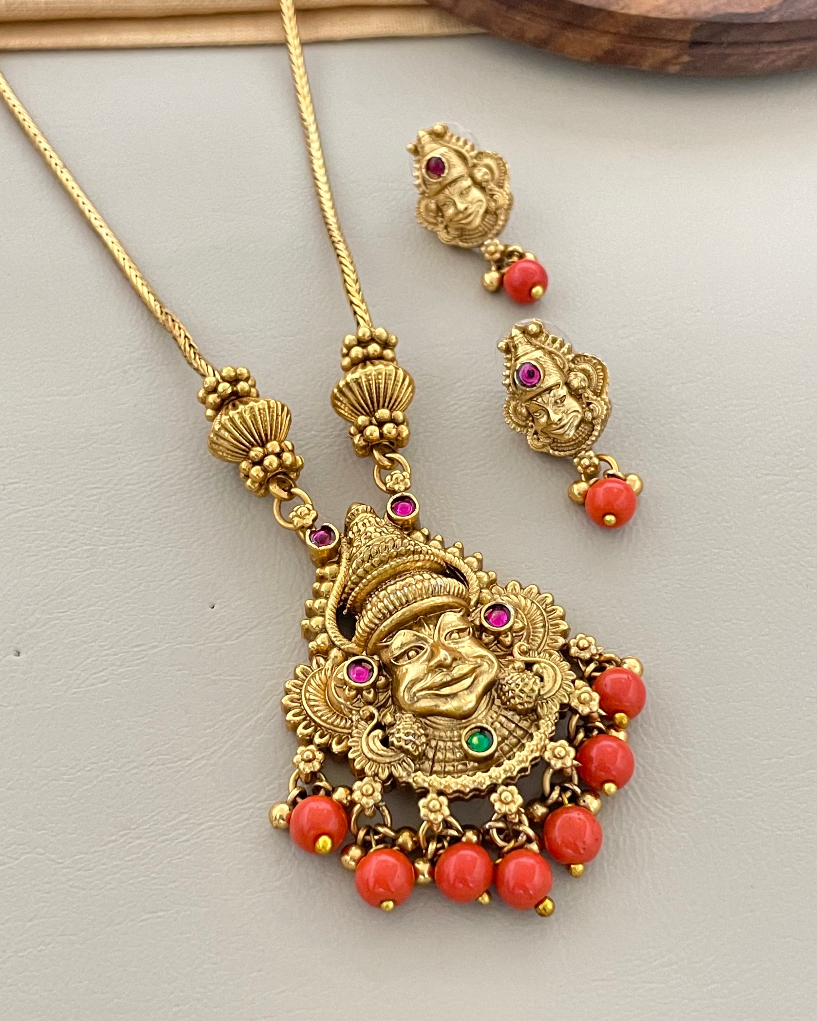 Antique Gold Goddess Amman Pendant Set