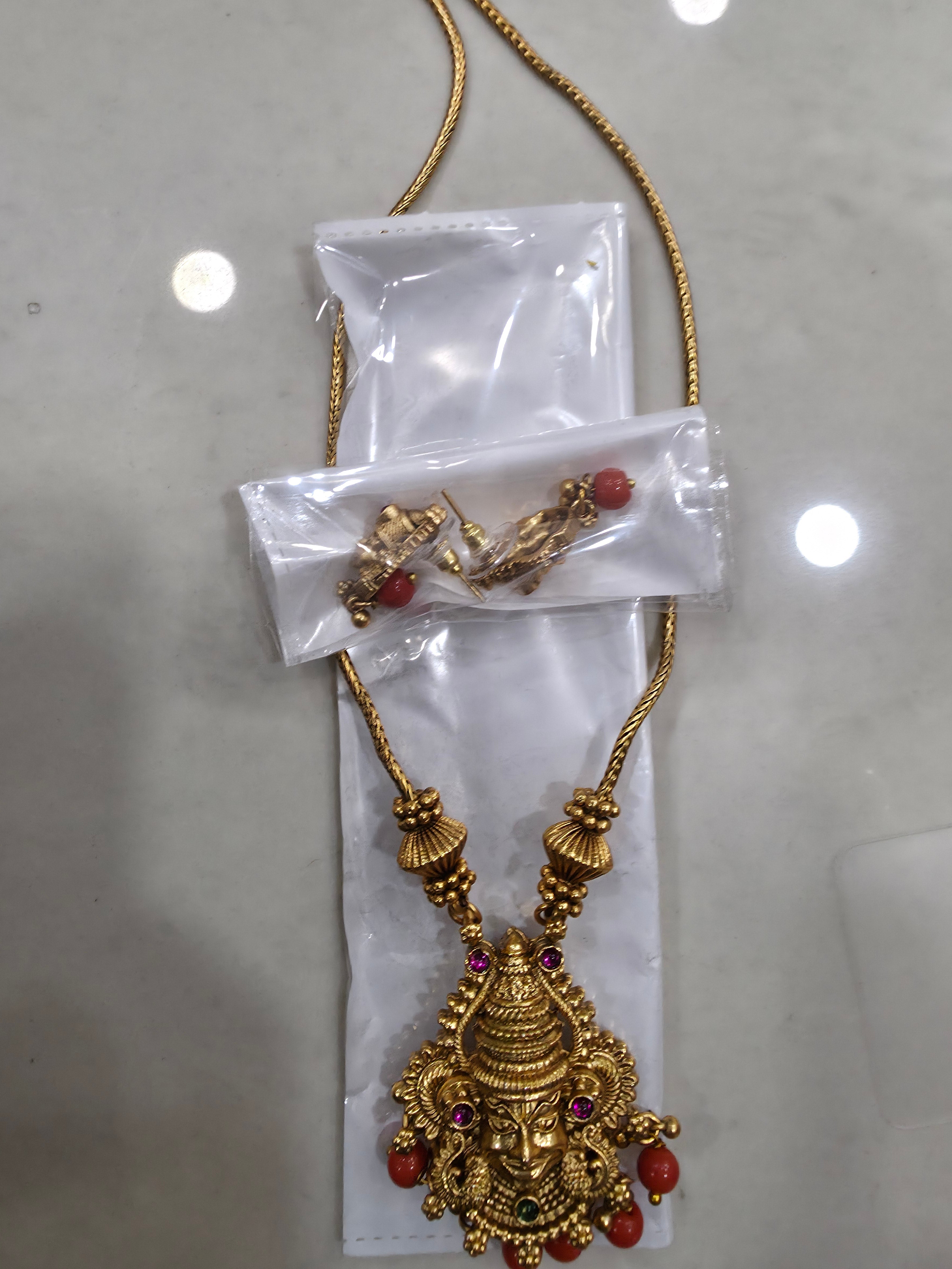 Antique Gold Goddess Amman Pendant Set