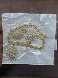 Floral Burst Gold-Plated CZ Choker with Matching Earrings