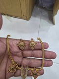 Traditional Gold-Plated Tirupati Balaji Namam Choker Necklace Set