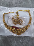 Antique Gold Goddess Lakshmi & Peacock Temple Necklace Set