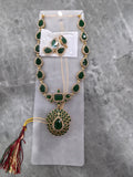 Emerald Green Teardrop Stone Necklace Set