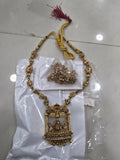 Antique Gold Radha Krishna Temple Pendant Set