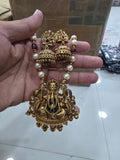 Gold-Plated Lord Ganesha Pendant Pearl Mala Haram Set