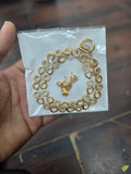 Antique Gold Contemporary Geometric White Stone Necklace with Matching Studs
