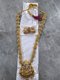 Traditional Antique Gold Lakshmi Mandap Temple Haram Necklace Set