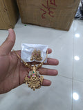 Gold-Plated Lord Balaji Pendant Necklace Set with CZ Stones