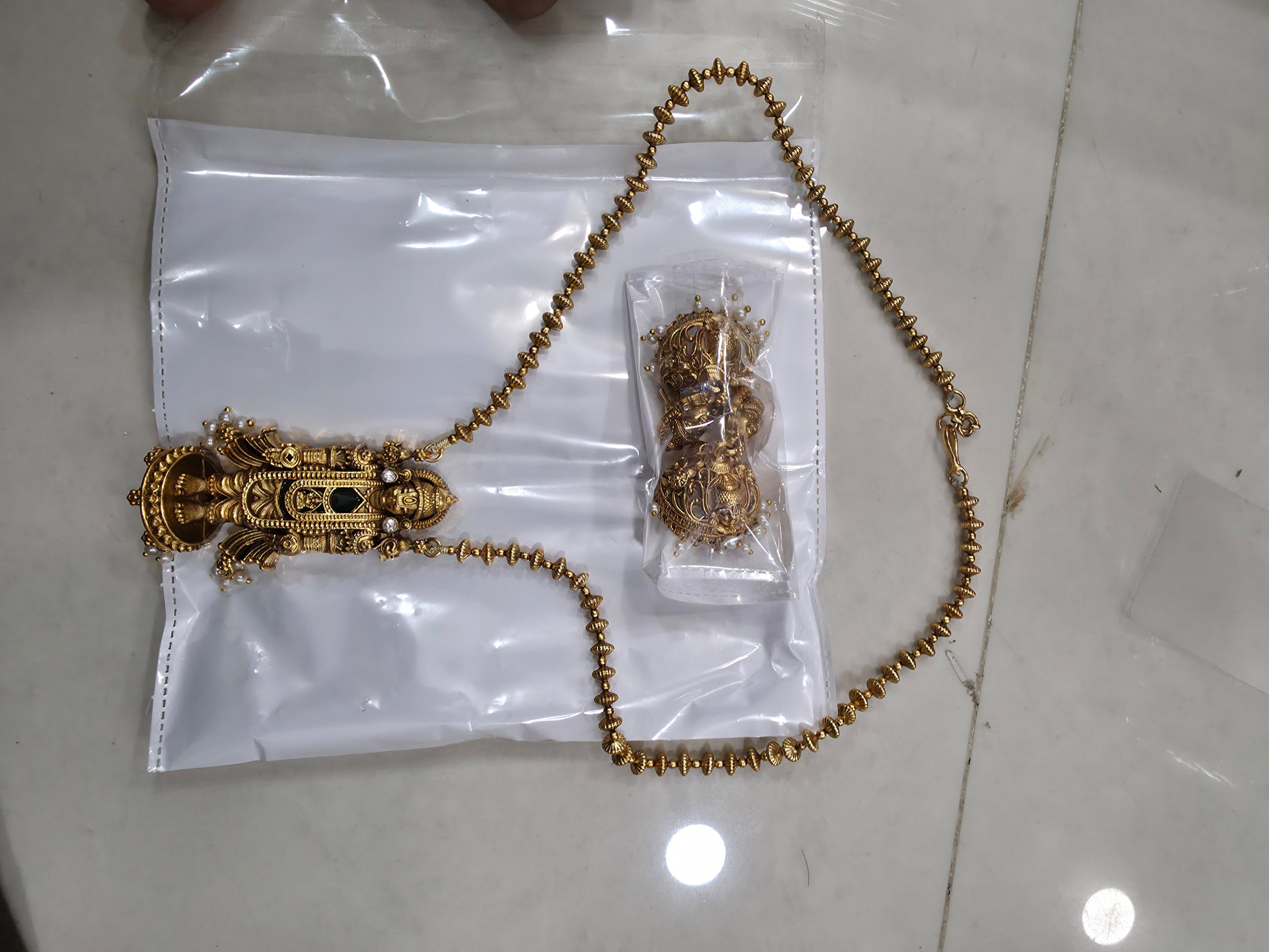 Antique Gold Lord Balaji Long Haram Set