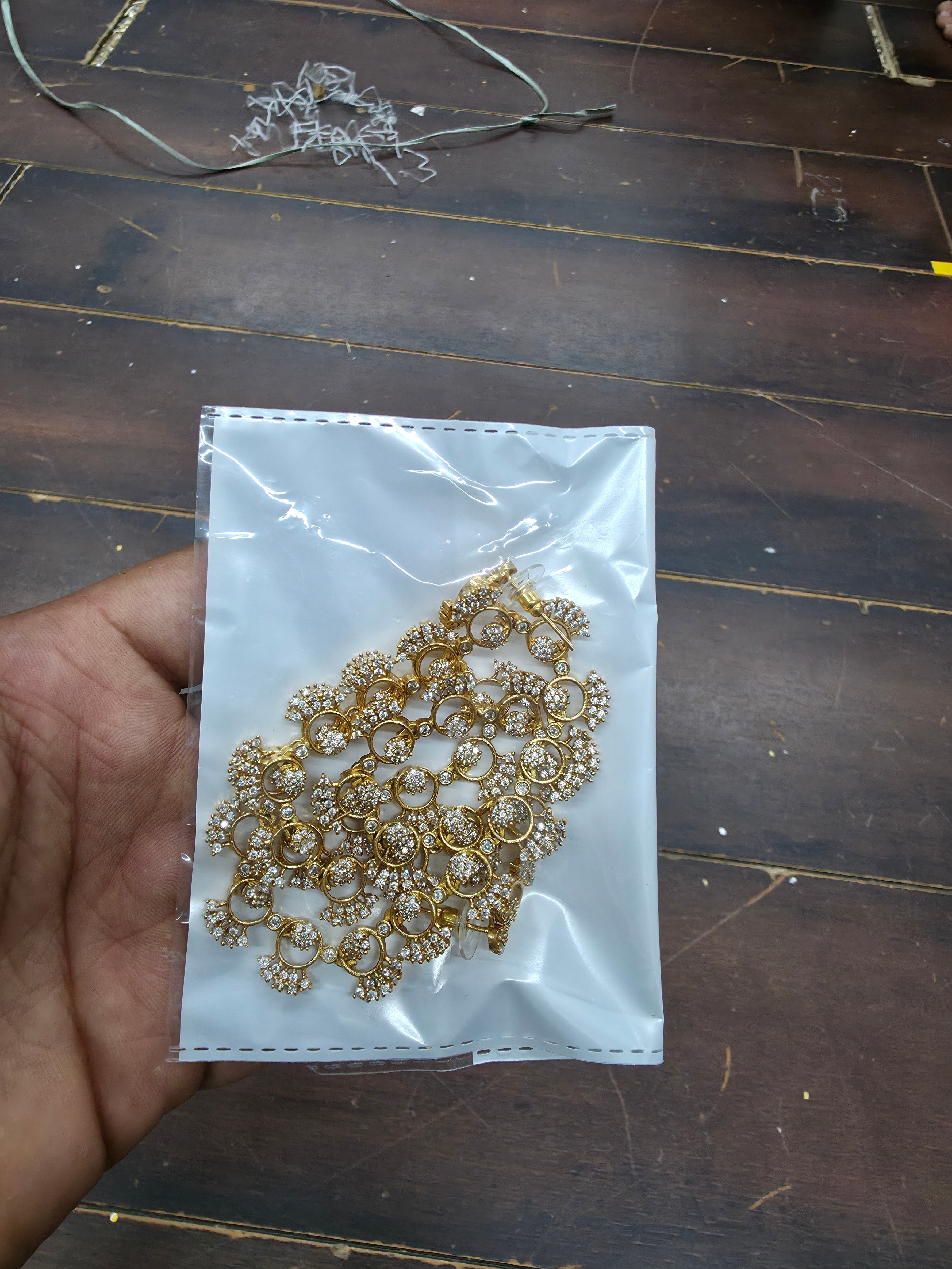 Antique Gold Classic American Diamond Festive Haram with Matching Earrings